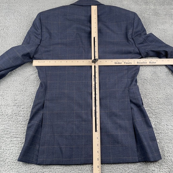 Jos A Bank Blazer Mens 36 Regular Blue Plaid Wool 1905 Tailored Fit Jacket Brrr - Picture 8 of 15